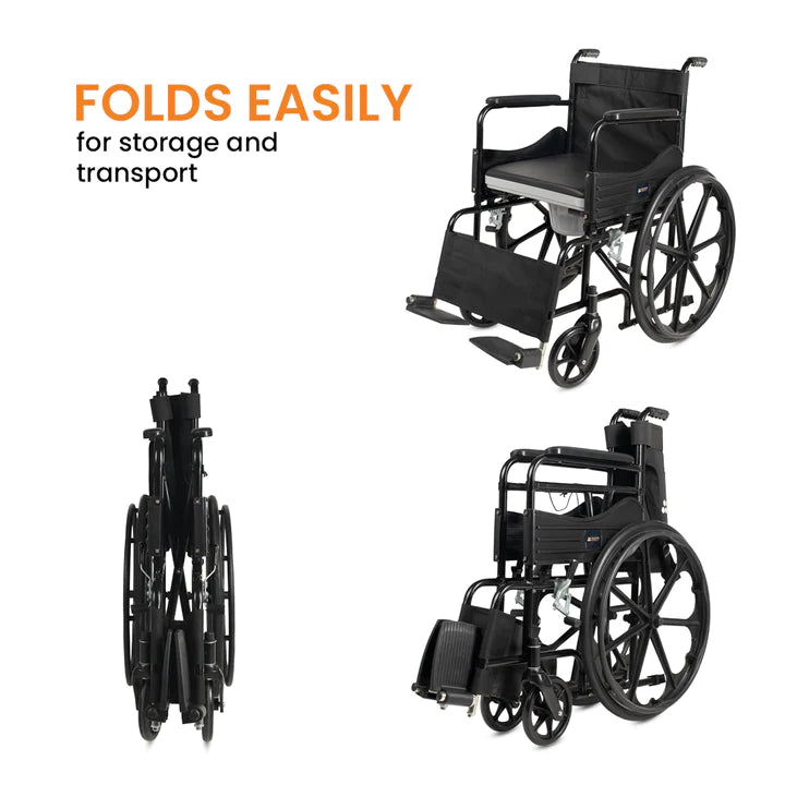 Arcatron® 2 in 1 Foldable Wheelchair for Regular and Commode Use(FSC101)