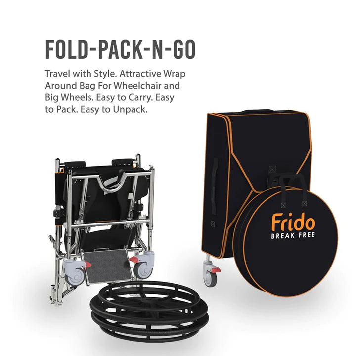 Frido GO Self Propelled Wheelchair | Travel and Shower Commode Wheelchair