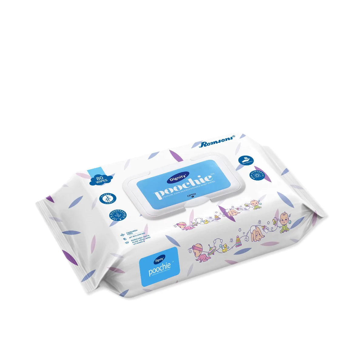 Dignity Poochie 100% Biodegradable Baby Wipes (80 Wipes/Pack)