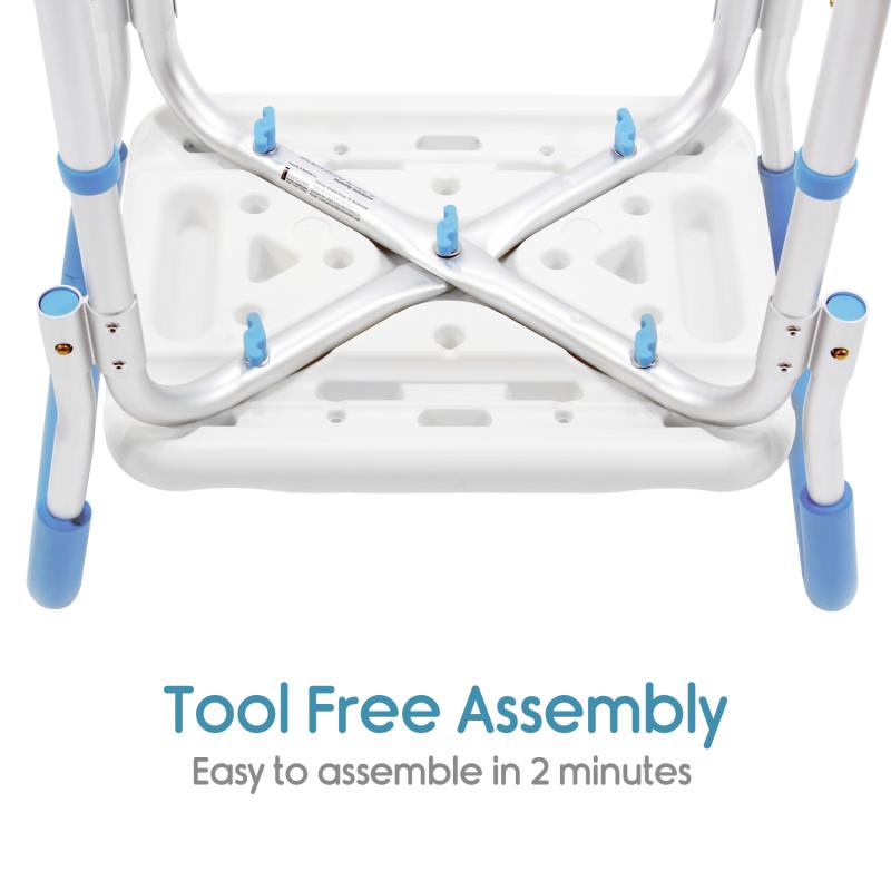 KosmoCare Light Weight Aluminum Shower Bench with Detachable Handrest (RX114)