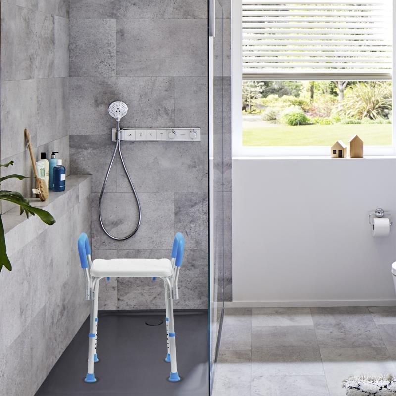 KosmoCare Light Weight Aluminum Shower Bench with Detachable Handrest (RX114)