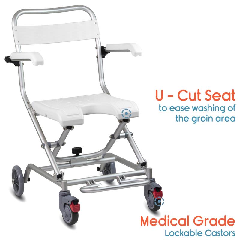 KosmoCare Aluminum Folding Shower Wheelchair (RX110)