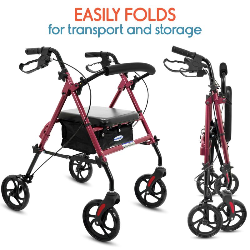 Kosmocare Folding Rollator Walker with seat