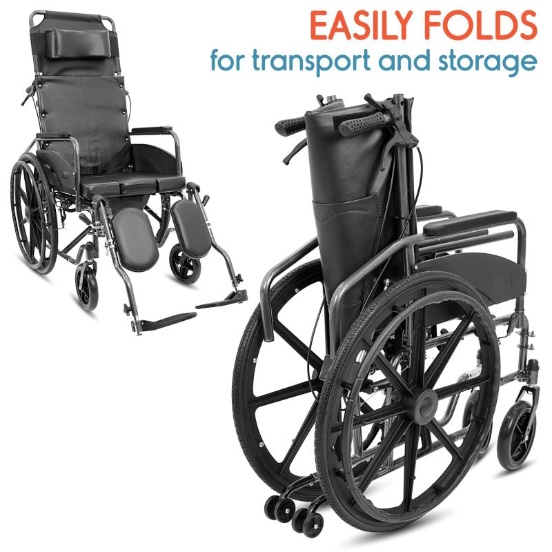 KosmoCare Recliner Cum Commode - Crest Series (Premium U-Cut Seat) (RCS307)