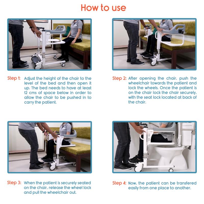 KosmoCare Patient Lift & Transfer Wheelchair For Bedridden Patient (RCS601 & RCS602)