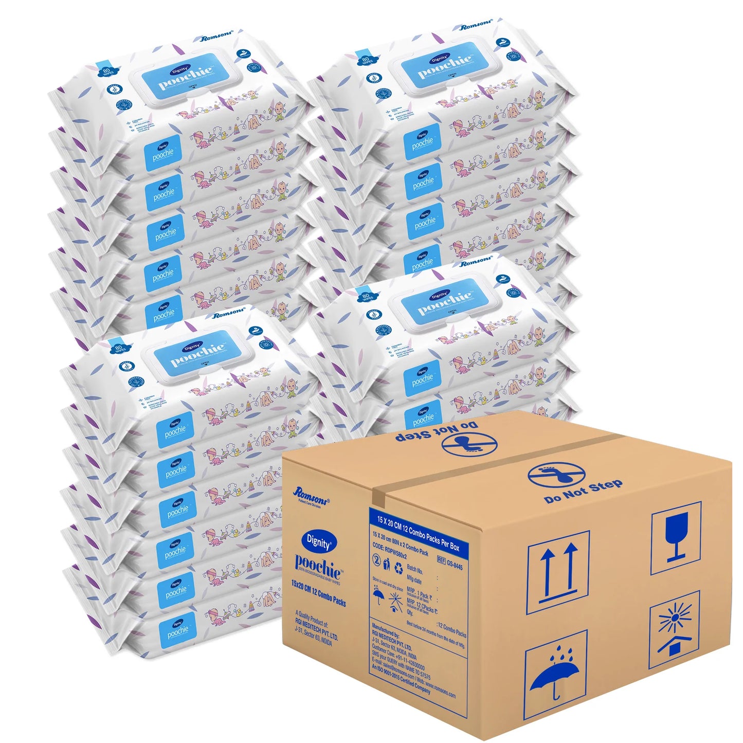 Dignity Poochie 100% Biodegradable Baby Wipes (80 Wipes/Pack)
