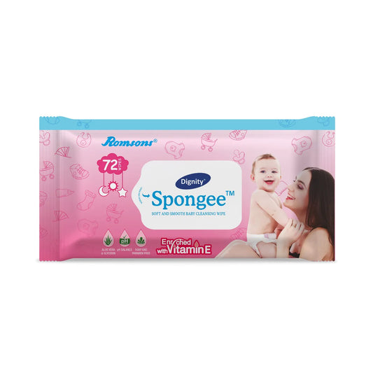 Dignity Spongee Baby Wet Wipes (72 Wipes/Pack)