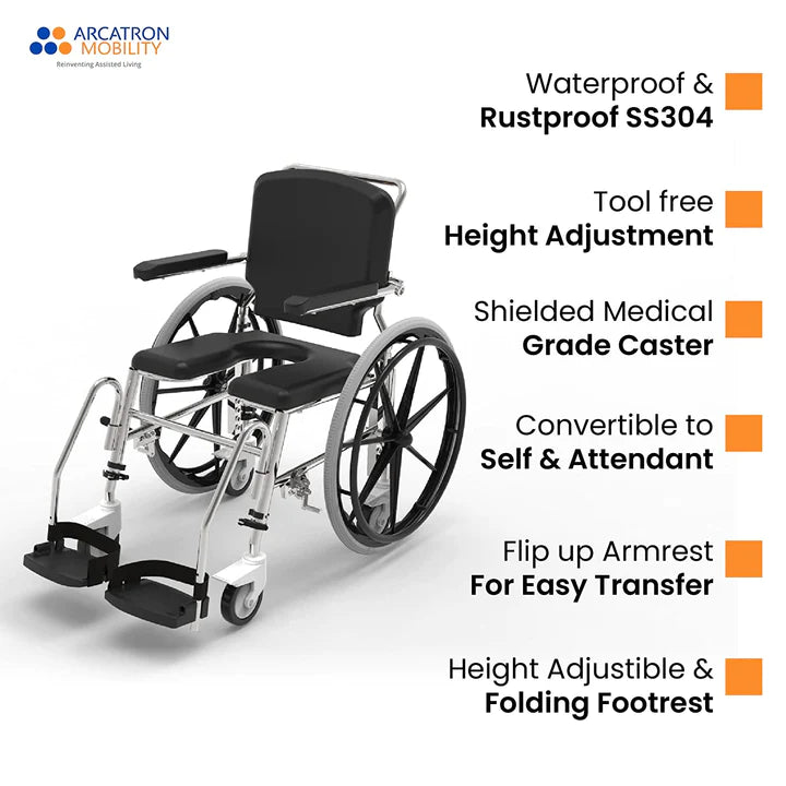 Arcatron Prime SSS100 | Self Propelled Shower Commode Wheelchair