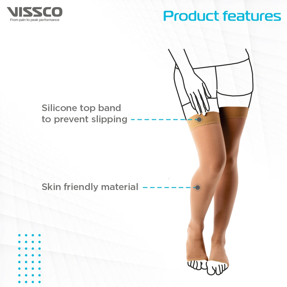 "VISSCO ADV CLASS 2 THIGH LENGTH MED. COMP. STOCKINGS"