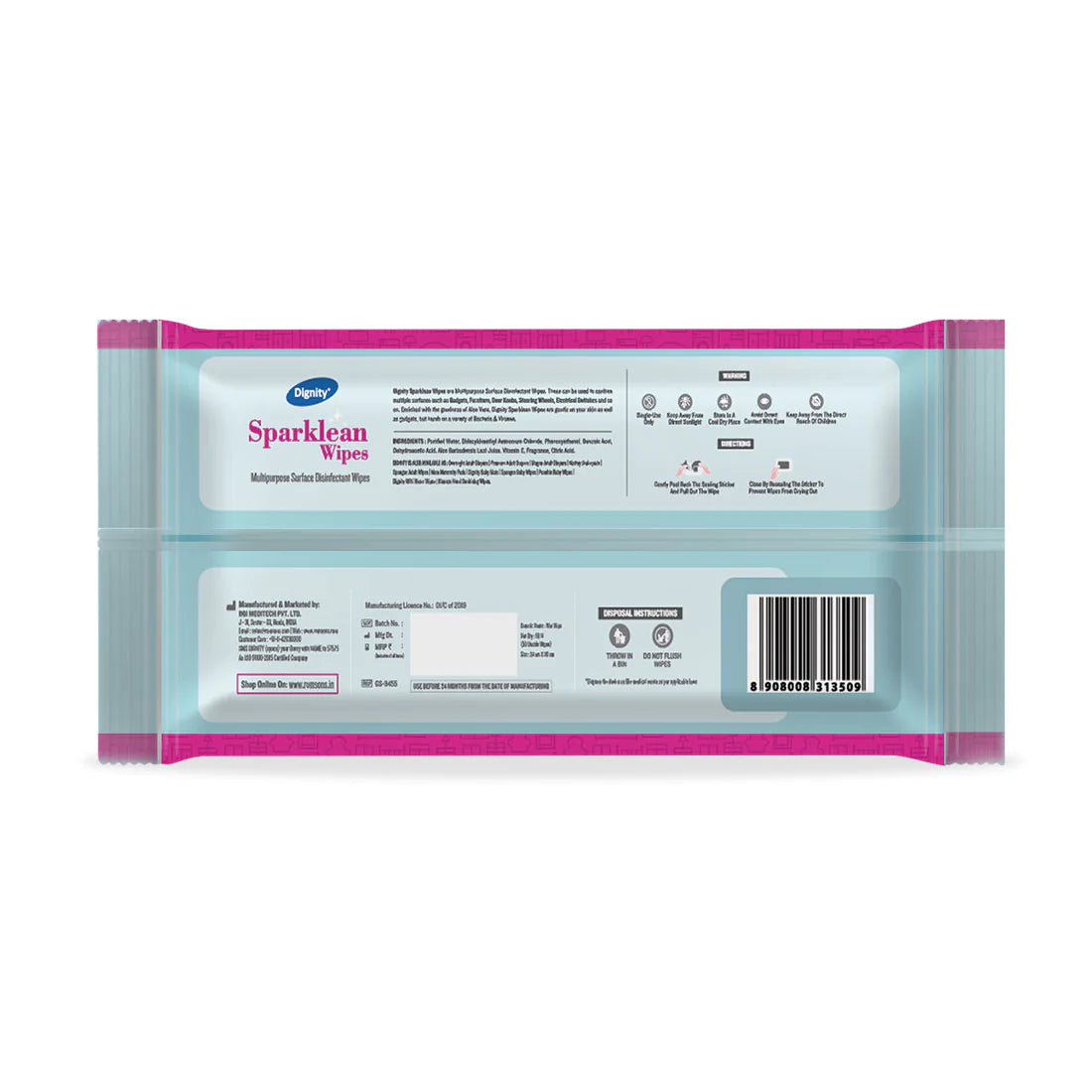 Dignity Sparklean Multipurpose Surface Cleansing Wipes (50 Wipes/Pack)
