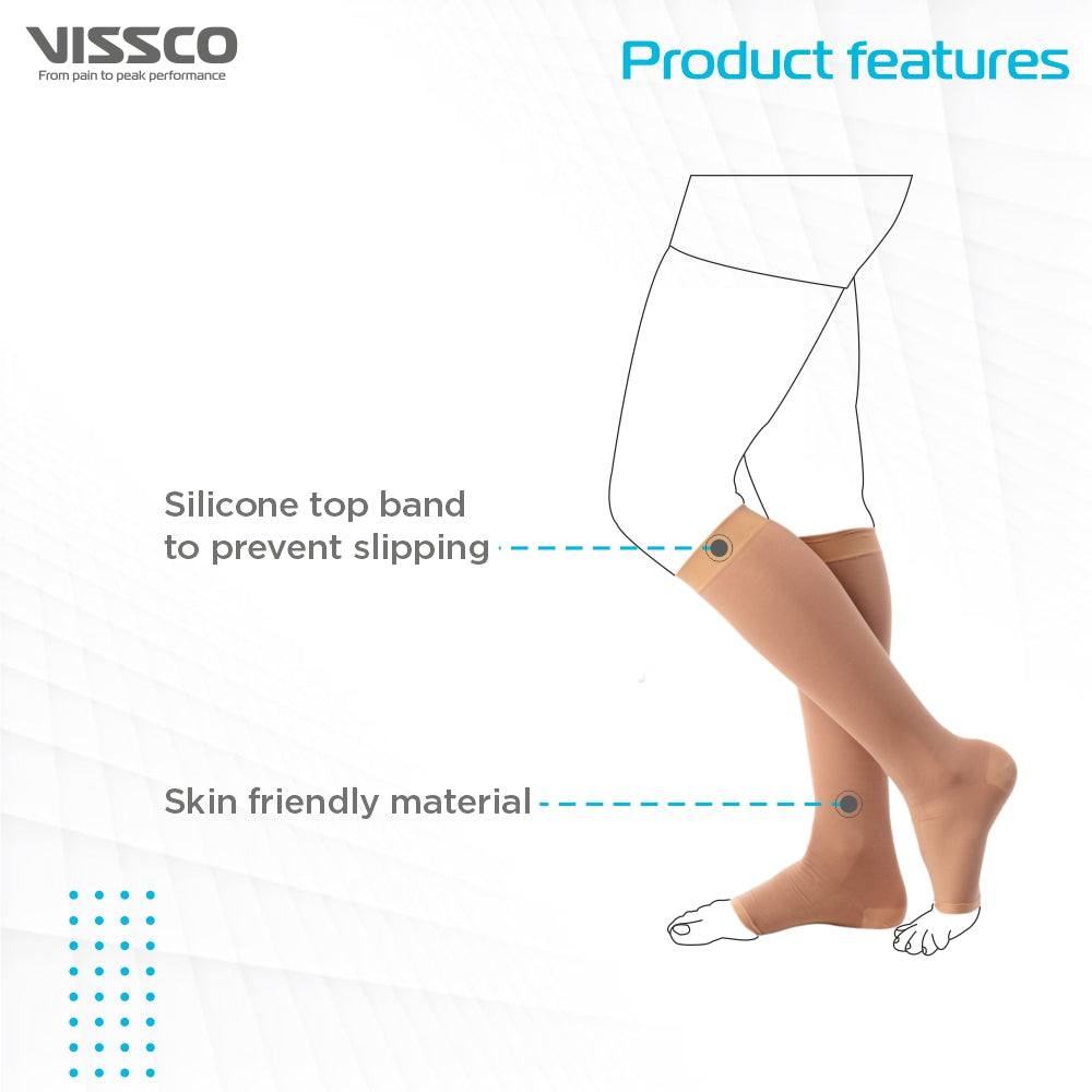 "VISSCO ADV CLASS 2 KNEE LENGTH MED. COMP. STOCKINGS"