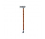 HEIGHT ADJUSTING CANE WITH BROWN WOOD DESIGN