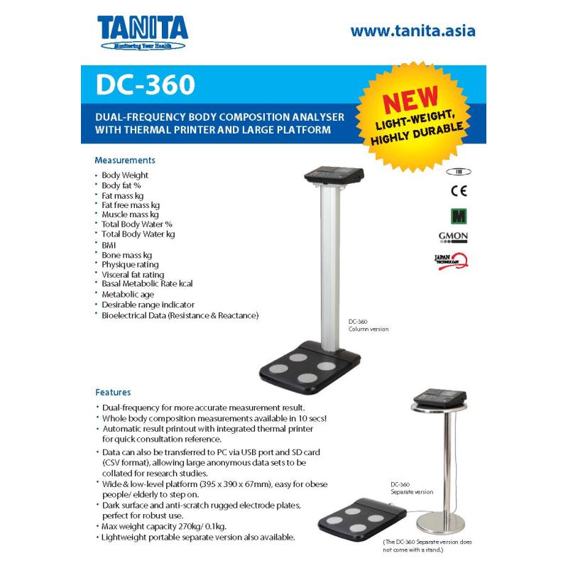 Tanita DC-360P Dual-Frequency Body Composition Analyzer.