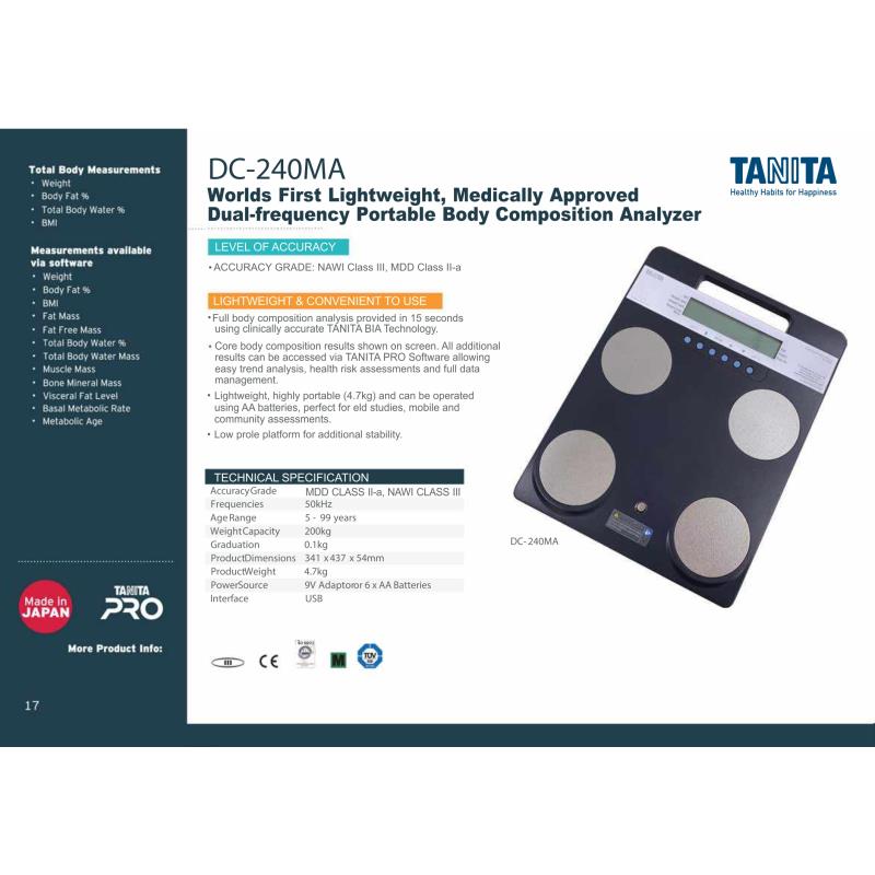Tanita DC-240MA Dual Frequency Portable Body Composition Analyzer