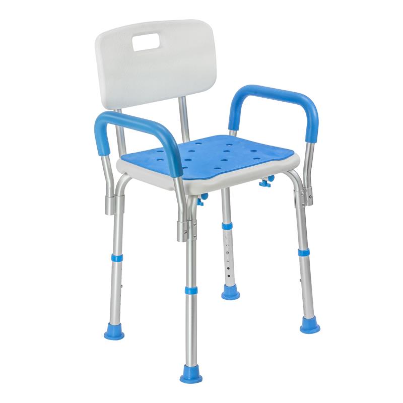 KosmoCare Light Weight Aluminum Shower Bench with Back & Detachable Handrest Shower Chair (RX108)