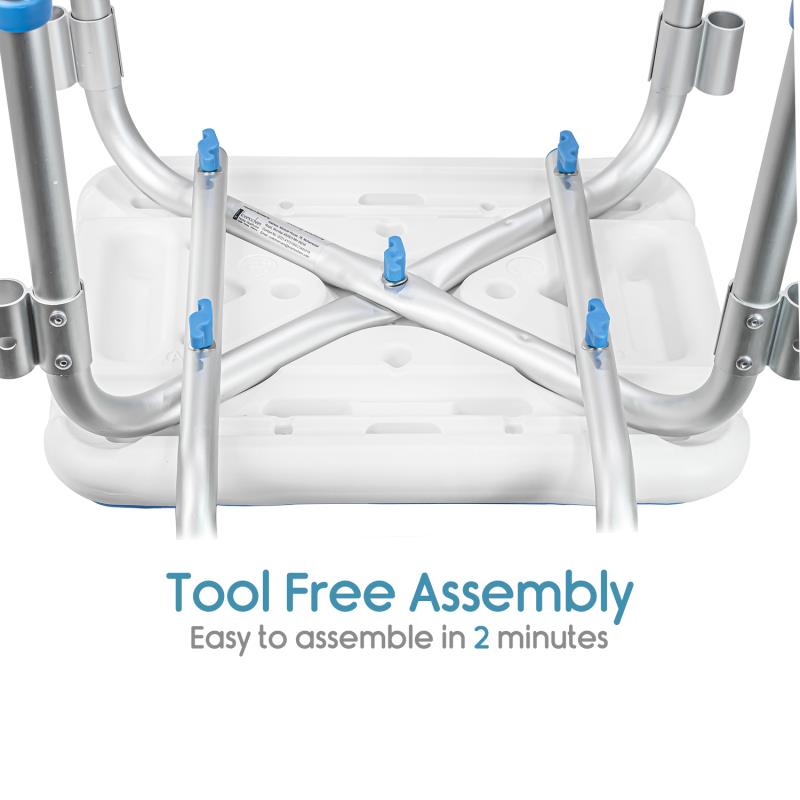 KosmoCare Light Weight Aluminum Shower Bench with Back & Detachable Handrest Shower Chair (RX108)