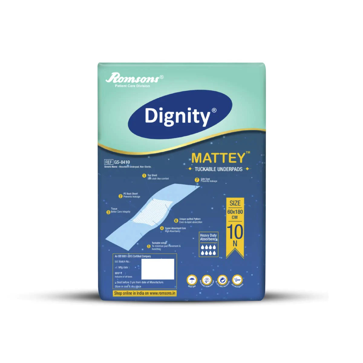 Dignity Mattey Disposable Tuckable Underpads (10 Pcs/Pack)