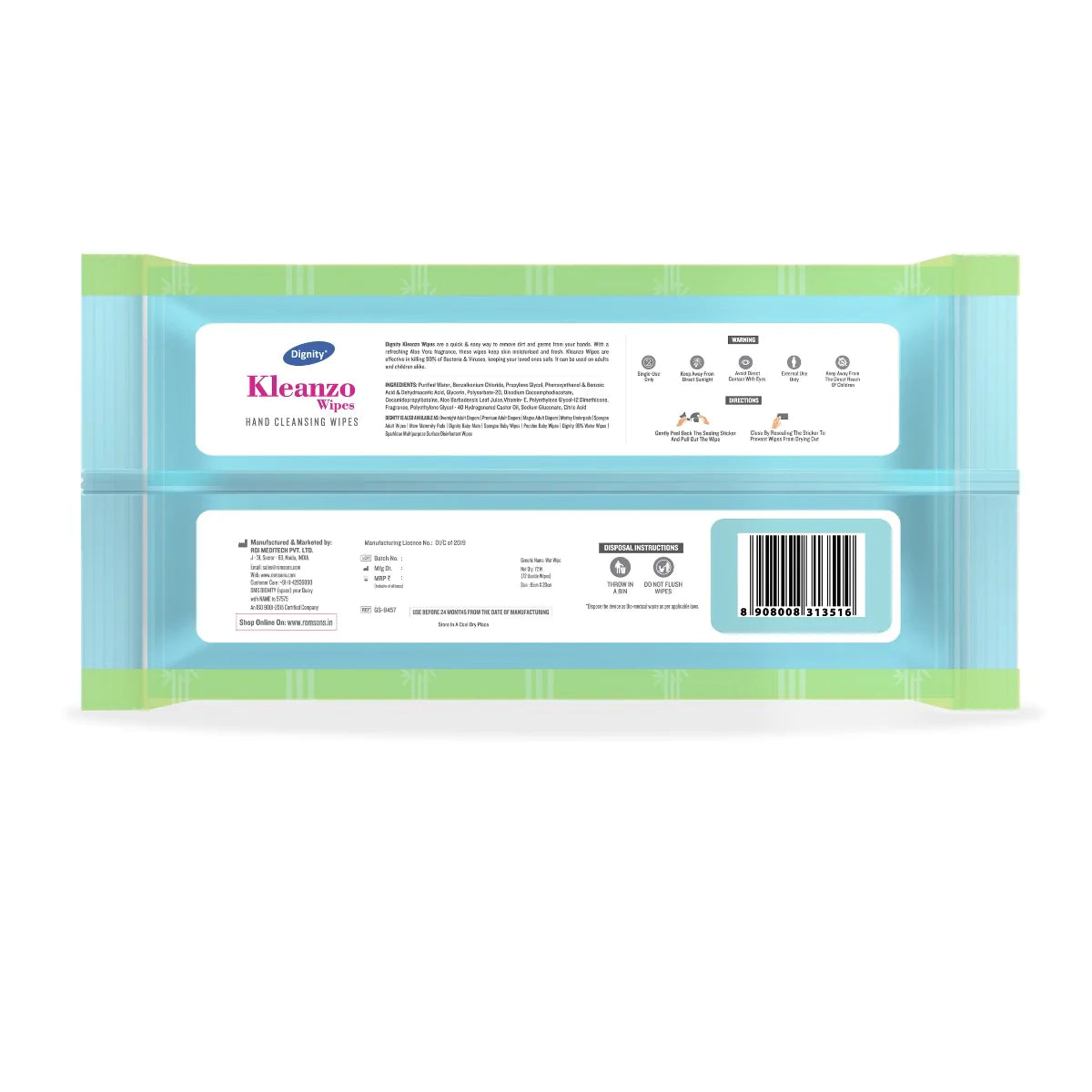 Dignity Kleanzo Hand Cleansing Wipes (72 Wipes/Pack)