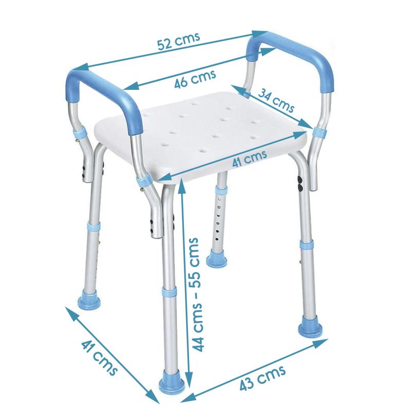 KosmoCare Light Weight Aluminum Shower Bench with Detachable Handrest (RX114)
