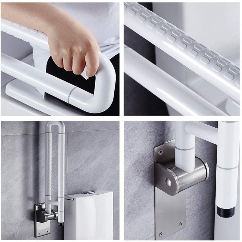 KosmoCare Wall Mounted Flip up Grab Bar Rails with Anti-Slip Nylon Grip - 24 inches