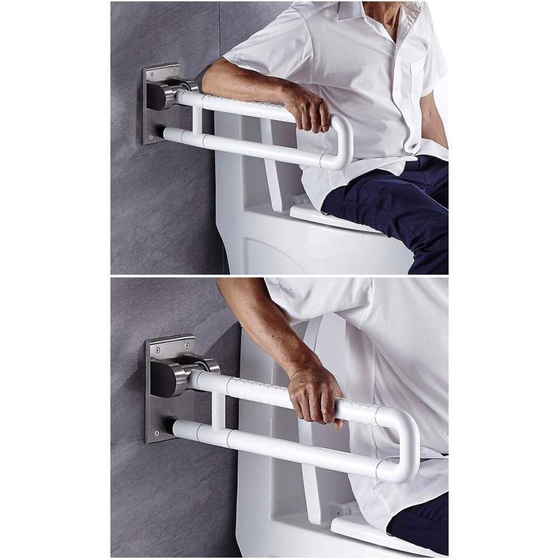 KosmoCare Wall Mounted Flip up Grab Bar Rails with Anti-Slip Nylon Grip - 24 inches