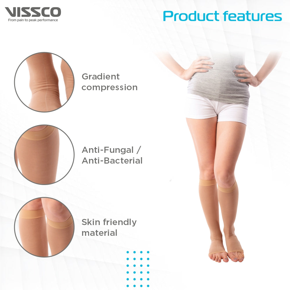 "VISSCO ADV CLASS 2 KNEE LENGTH MED. COMP. STOCKINGS"
