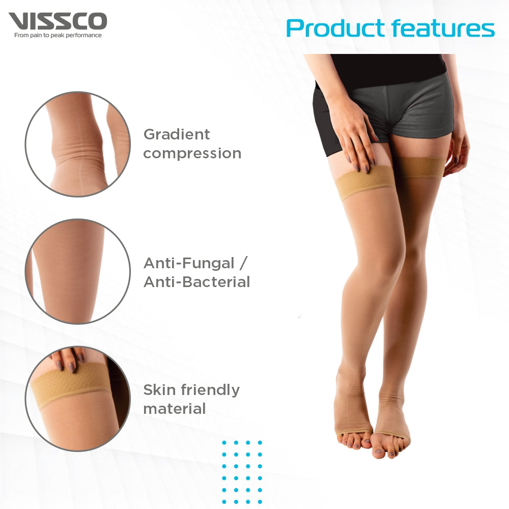 "VISSCO ADV CLASS 2 THIGH LENGTH MED. COMP. STOCKINGS"