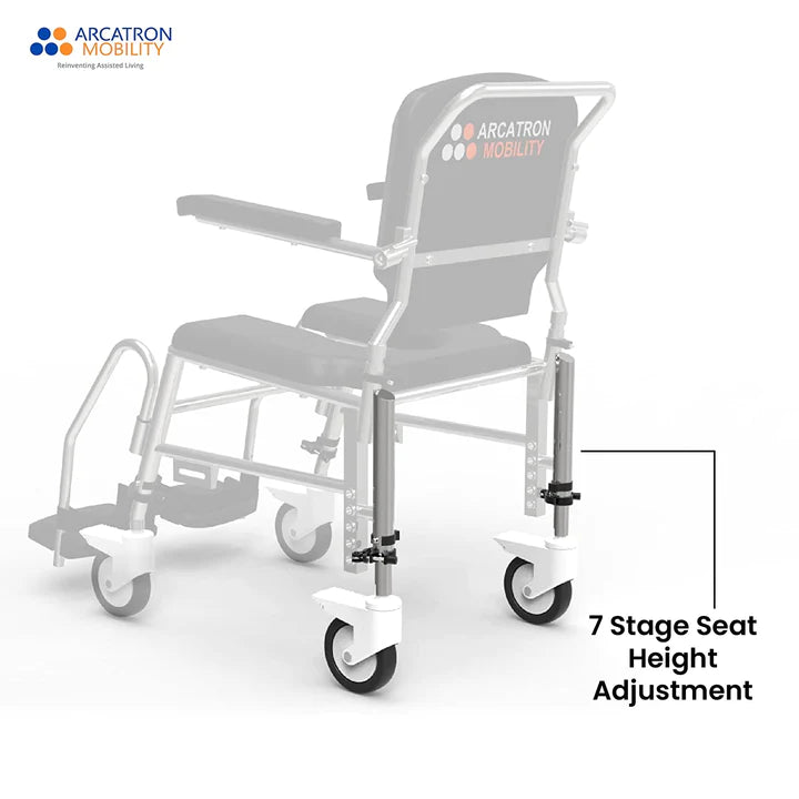 Arcatron Prime SAS100 | Attendant Propelled Shower Commode Wheelchair