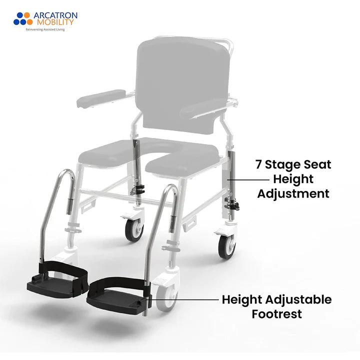 Arcatron Prime SAS100 | Attendant Propelled Shower Commode Wheelchair