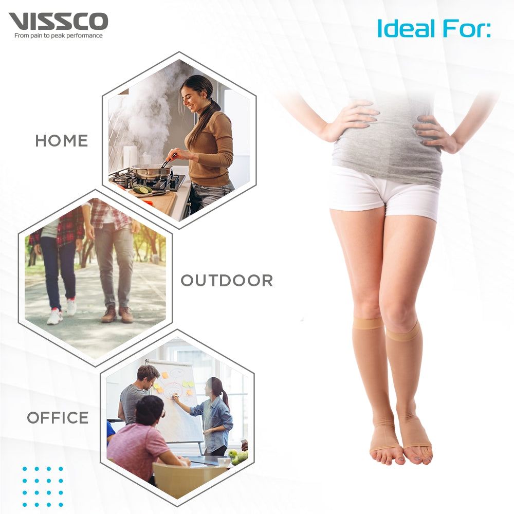 "VISSCO ADV CLASS 2 KNEE LENGTH MED. COMP. STOCKINGS"