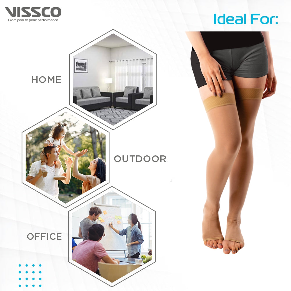"VISSCO ADV CLASS 2 THIGH LENGTH MED. COMP. STOCKINGS"
