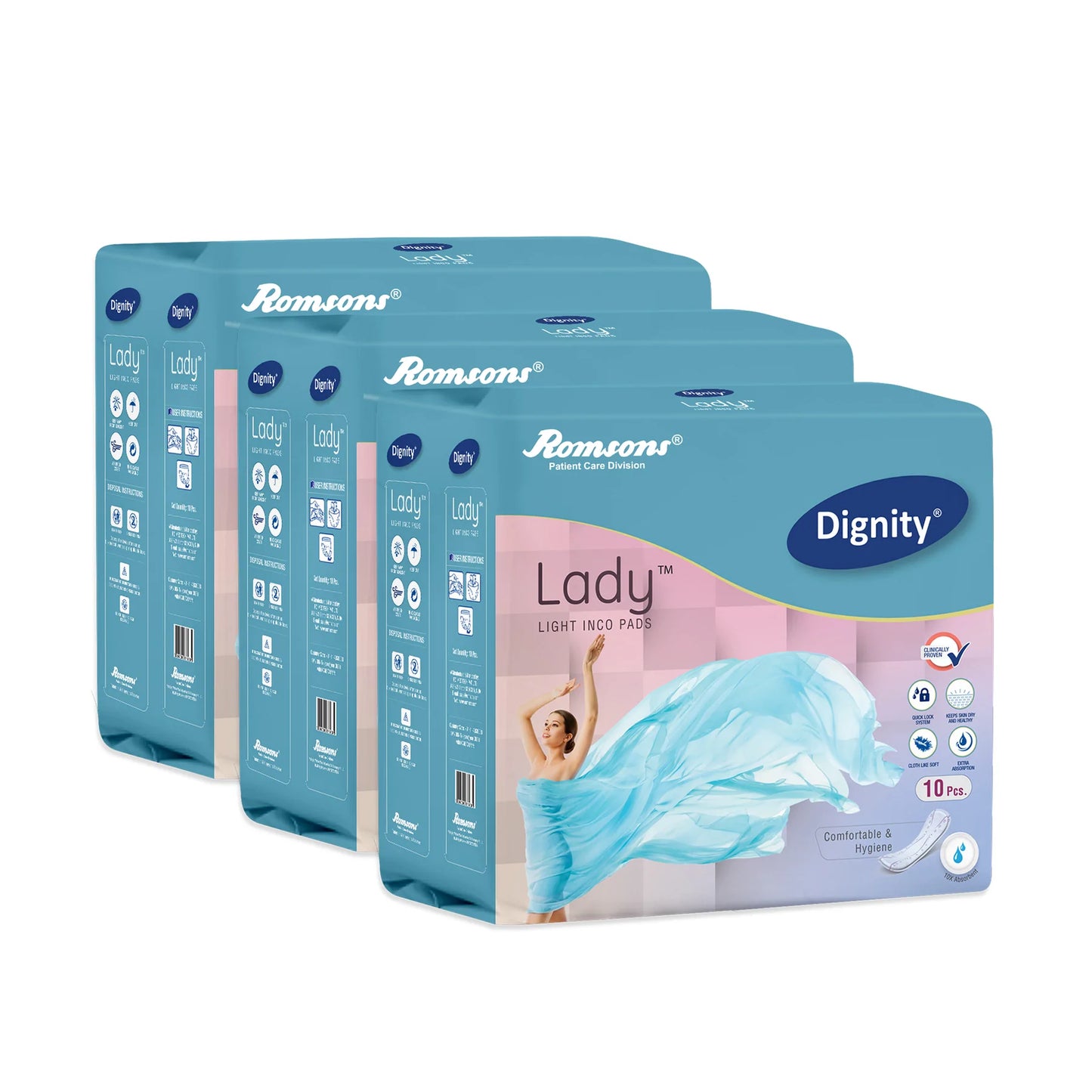 Dignity Lady Light Incontinence Pads (10 Pcs/Pack)
