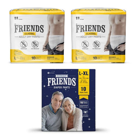 Friends Classic Adult Dry Pants + Overnight Diaper Pants Combo