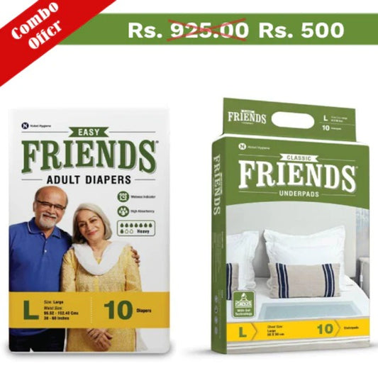 Friends Easy Adult Diapers + Classic Underpads Combo Pack