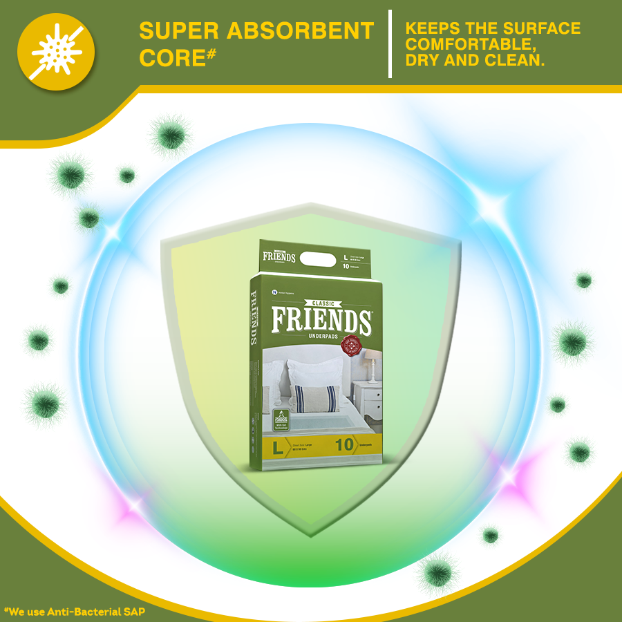 FRIENDS UNDER PADS - GREEN STRIP LARGE PREMIUM 60X90 CM 10's × 12 C