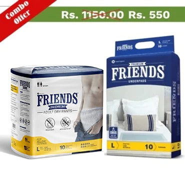 Friends Premium Adult Dry Pants + Premium Underpads Combo Pack