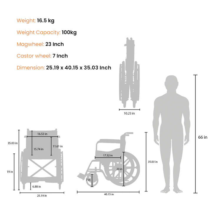Arcatron® Everyday Foldable Wheelchair(FSS101)