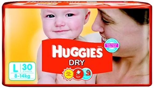 Huggies New Dry Diapers, Large (Pack of 30)