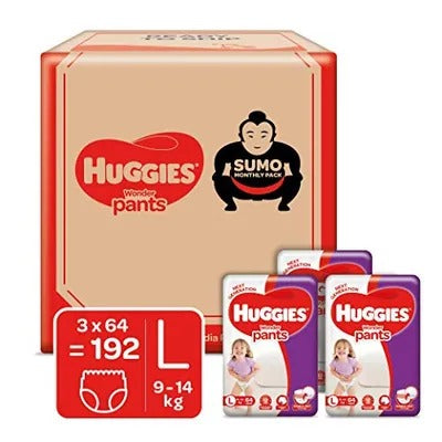Huggies Wonder Pants Diapers Sumo Pack, Large (192 Count)