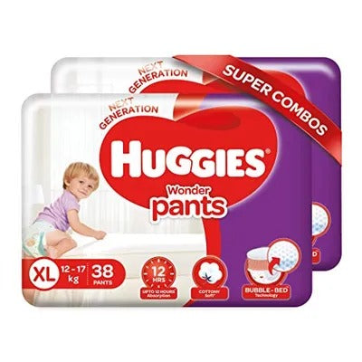 Huggies Wonder Pants Extra Large Size Diapers Combo Pack of 2, 38 Counts Per Pack (76 Counts)