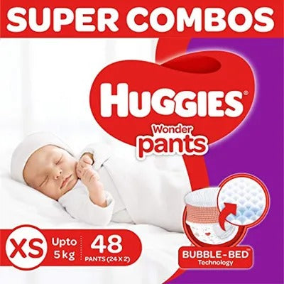 Huggies Wonder Pants Extra Small Size Diaper Pants Combo Pack of 2, 24 Counts Per Pack (48 Counts)