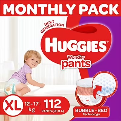 Huggies Wonder Pants Diapers Monthly Pack, Extra Large (112 Count)