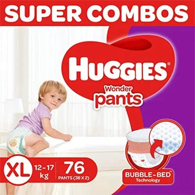 Huggies Wonder Pants Extra Large Size Diapers Combo Pack of 2, 38 Counts Per Pack (76 Counts)