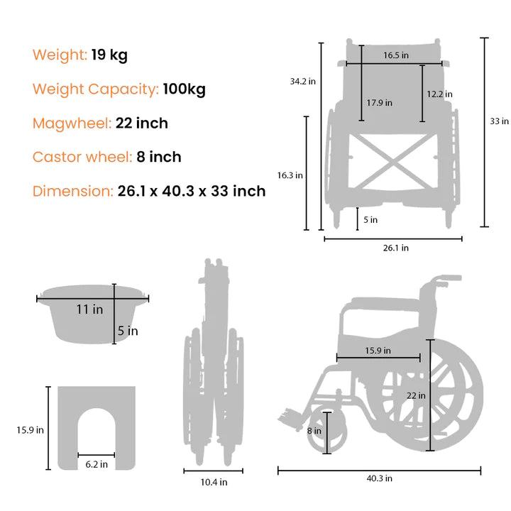 Arcatron FSC100 | Foldable Wheelchair
