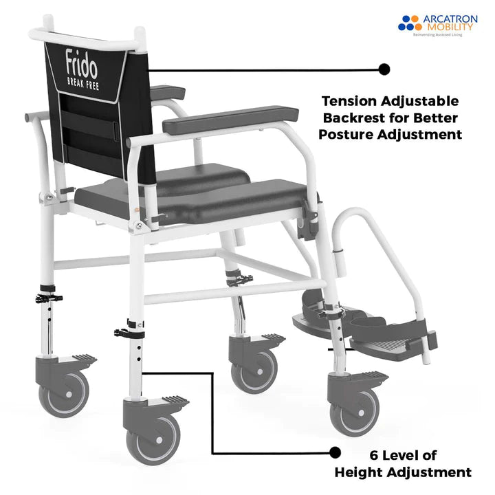 Arcatron Prime FPA007 | Attendant Propelled Shower Commode Wheelchair