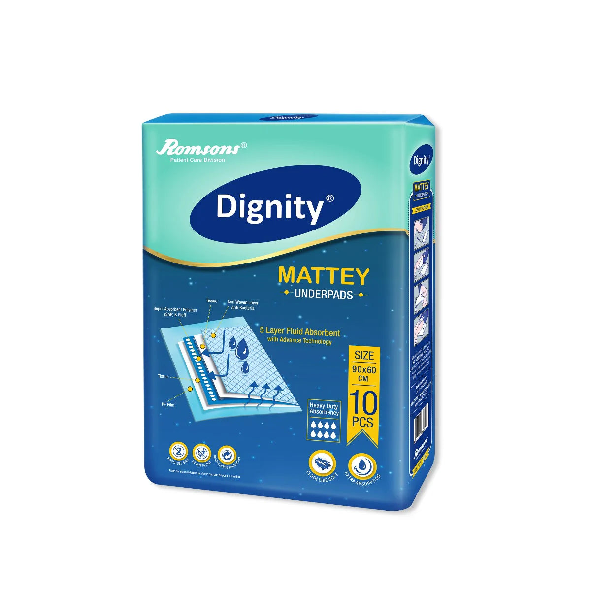 Dignity Mattey Disposable Underpads  (10 Pcs/Pack)