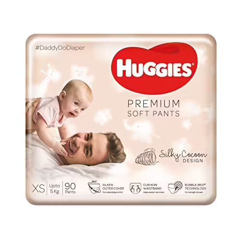 Huggies Premium Soft Pants, Extra Small (XS) Size Diapers, 90 Count.