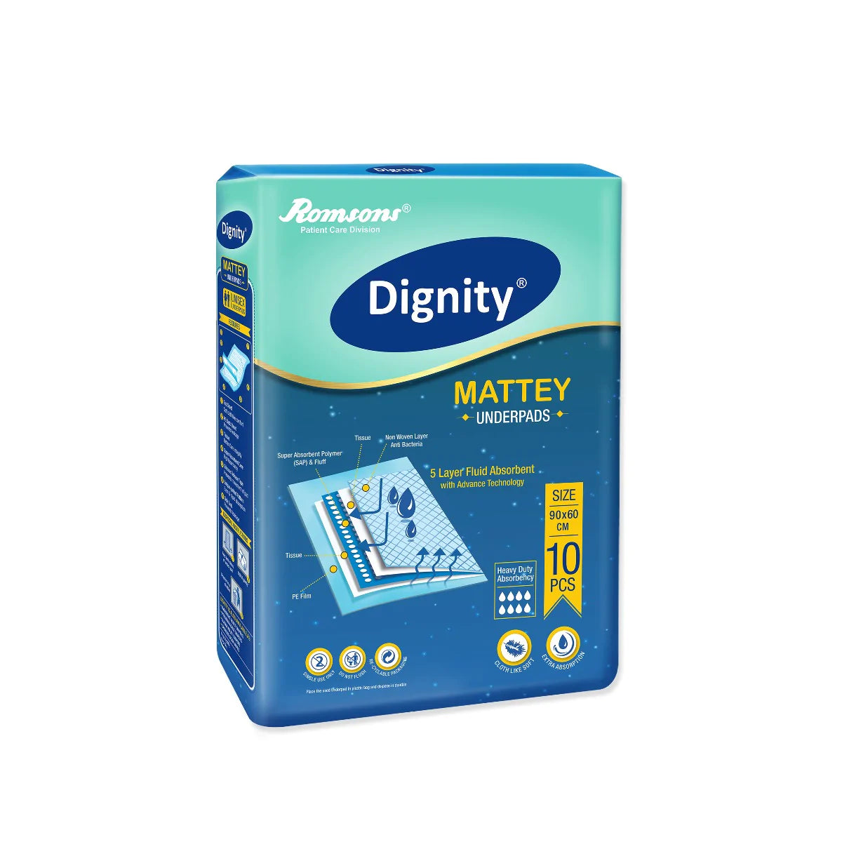 Dignity Mattey Disposable Underpads  (10 Pcs/Pack)