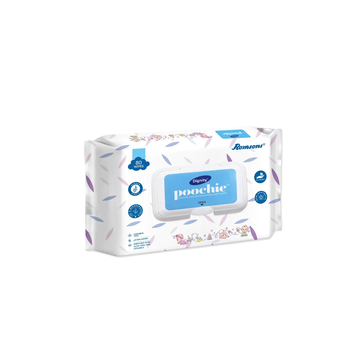 Dignity Poochie 100% Biodegradable Baby Wipes (80 Wipes/Pack)