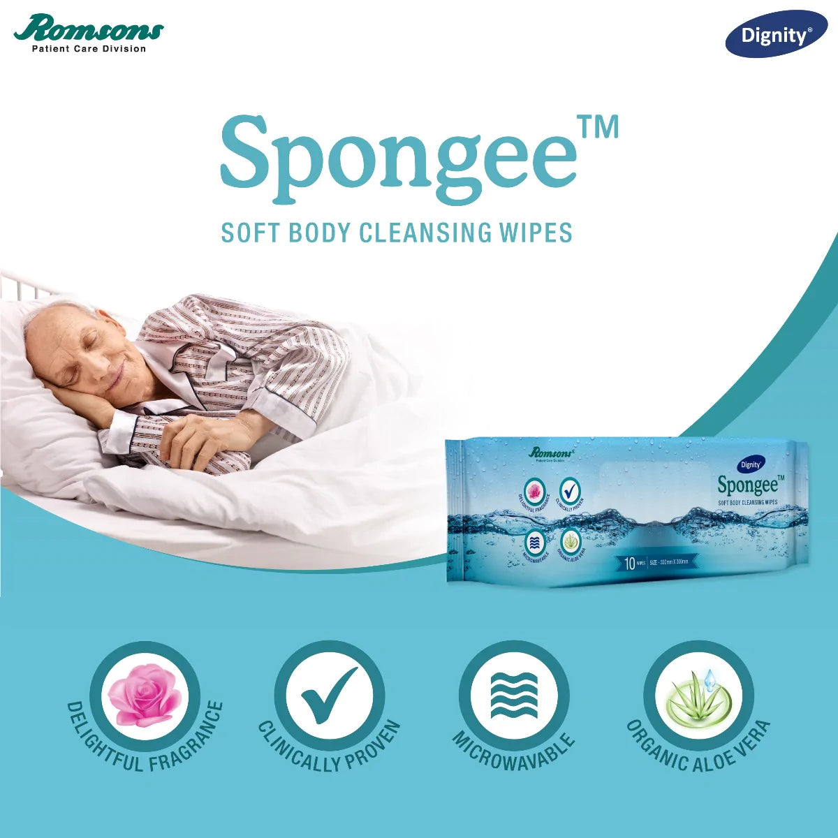 Dignity Spongee Body Wipes (10 Wipes/Pack)
